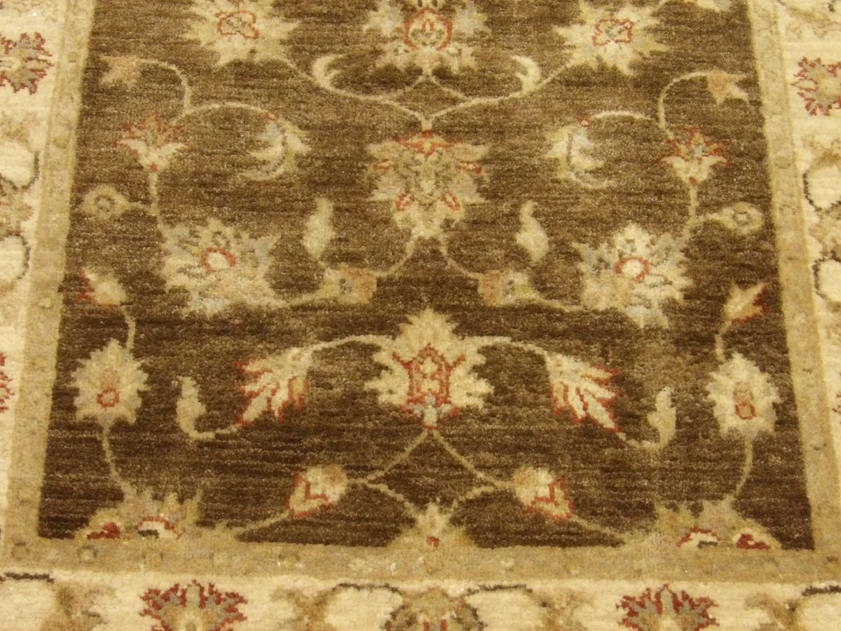 Kashan Oushak / Peshawar hand-knotted wool runner in Brown, 2'9" x 15'10", SKU W1160