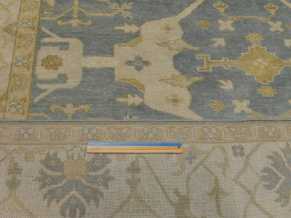 Blue & Beige Turk Oushak Natural Dye rug in room setting
