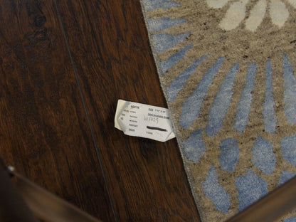 Blue & Gray Transitional Rose Design rug in room setting