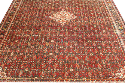 Traditional Antique Bidjar hand-knotted wool rug in Blue & Pink, full view