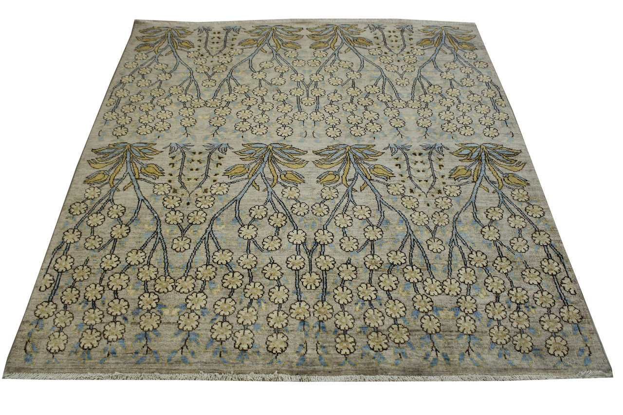 Close-up of wool pile, Blue & Beige rug