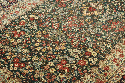 Traditional Kerman rug border detail