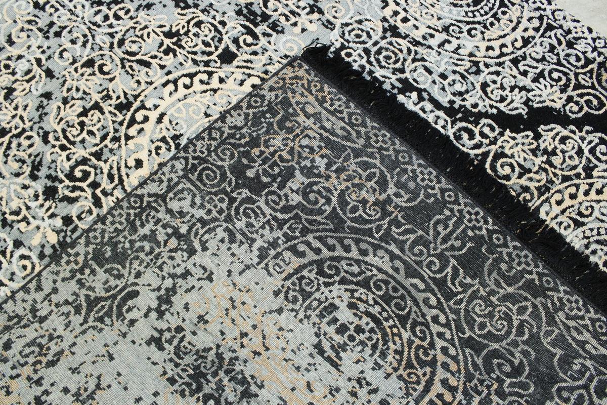 Back of Transitional Broken Design hand-knotted rug