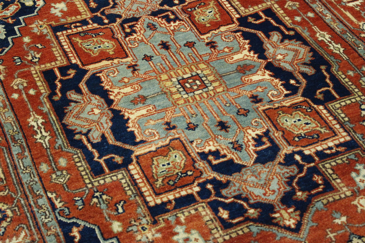 Tribal Heriz Design rug corner detail