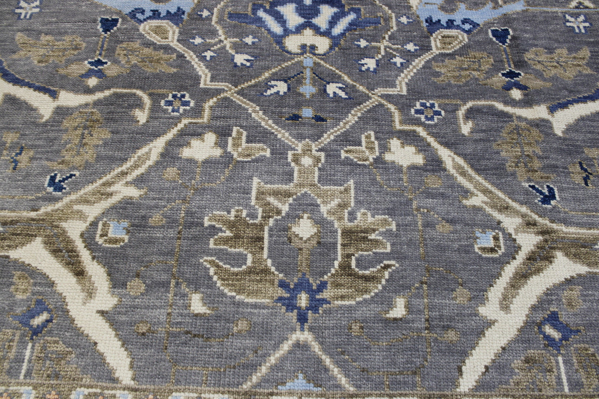Oushak Colorful Ziegler rug corner detail