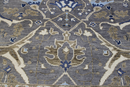 Oushak Colorful Ziegler rug corner detail