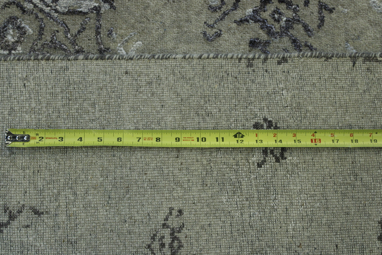 Close-up of wool-silk pile, Gray & Silver rug