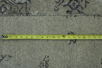 Close-up of wool-silk pile, Gray & Silver rug