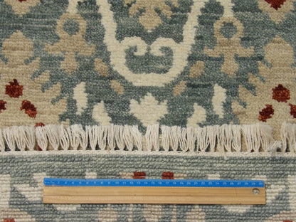 Blue and beige Ikat runner in hallway setting