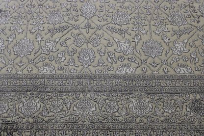 Close-up of wool-silk pile, Blue & White rug