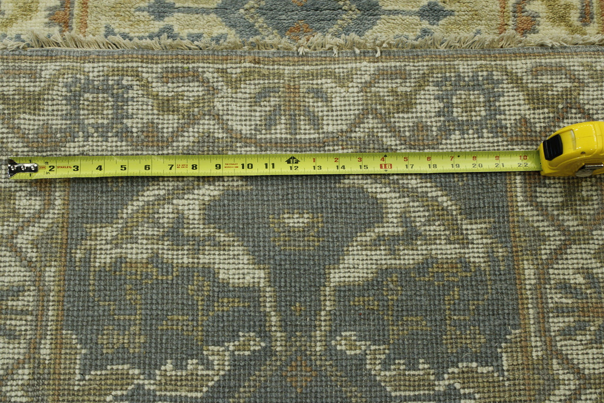 Oushak Indo Ziegler hand-knotted wool rug in Gray & Beige, full view
