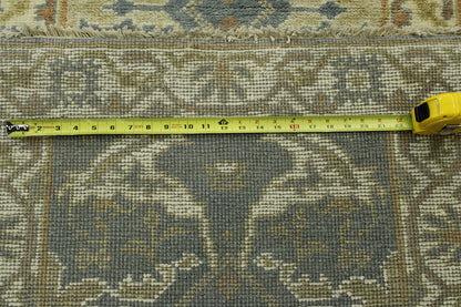 Oushak Indo Ziegler hand-knotted wool rug in Gray & Beige, full view