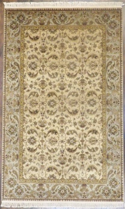 Fine Ziegler Tie Dye hand-knotted wool rug in Green & Beige, full view