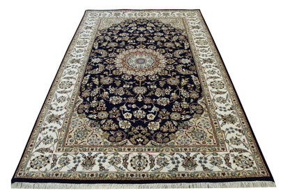 Traditional Fine Nain rug corner detail