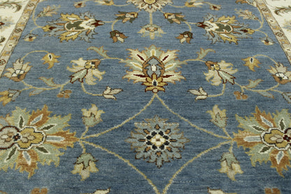 Blue & Beige Oushak Indo Ziegler rug in room setting