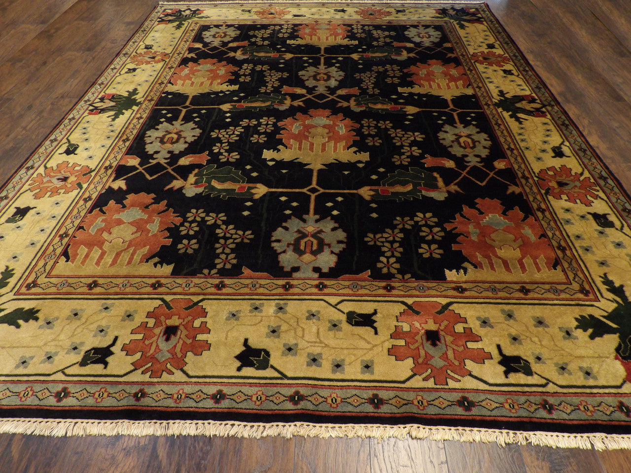 Close-up of wool pile, Blue & Gold rug