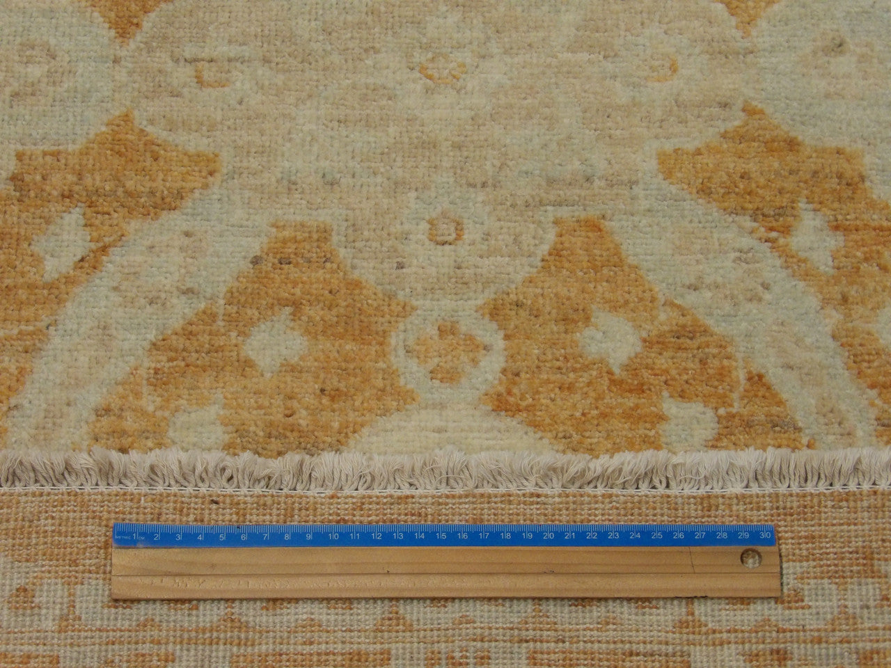Full view of Oushak Chobie hand-knotted wool runner