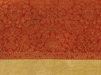 French design rug border detail, gold and red