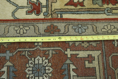 Close-up of wool pile, Beige & Rust rug
