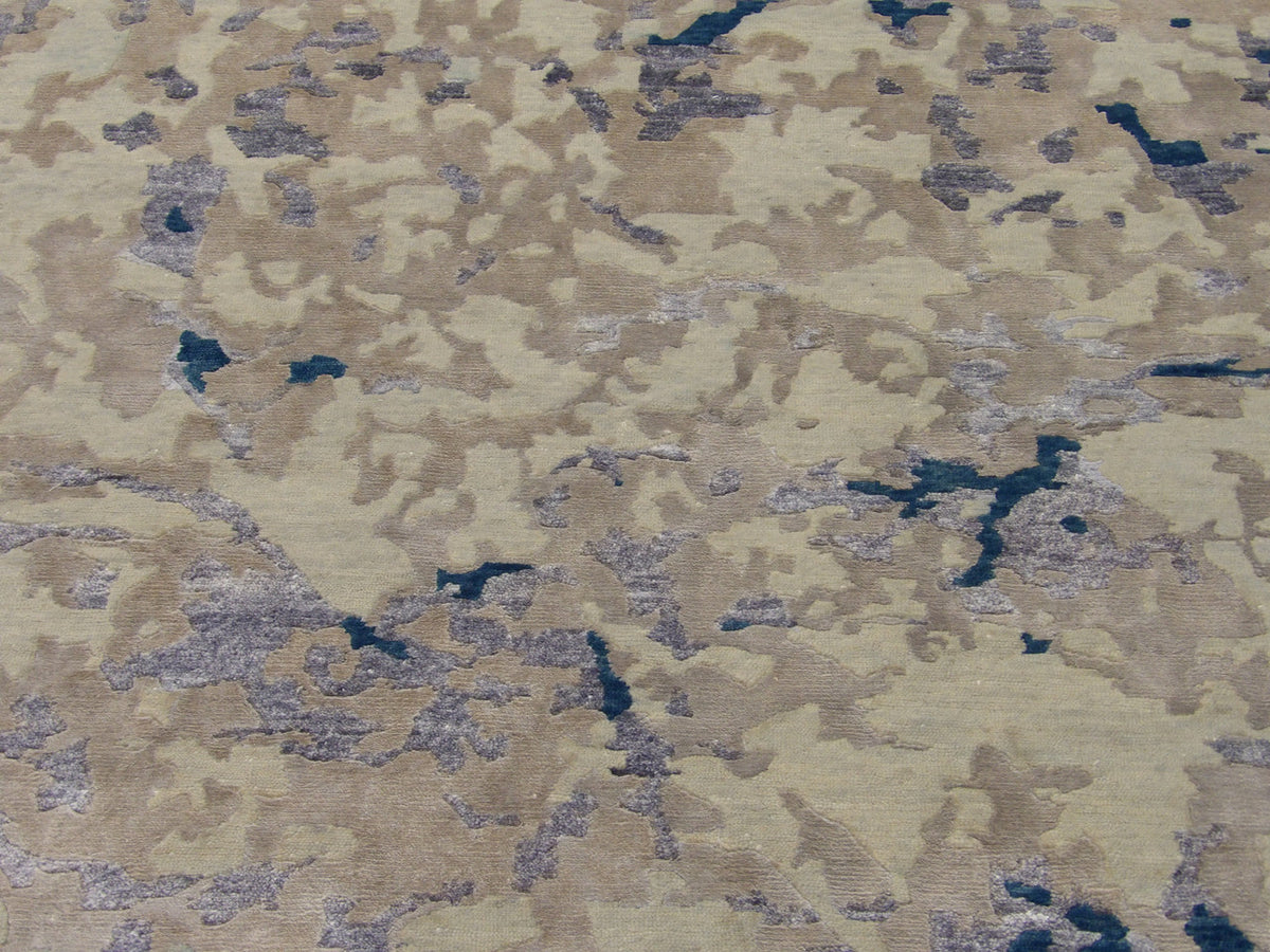 Back of Modern Tibetan Abstract High Low hand-knotted rug