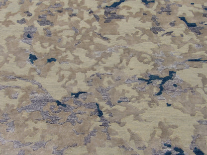 Back of Modern Tibetan Abstract High Low hand-knotted rug