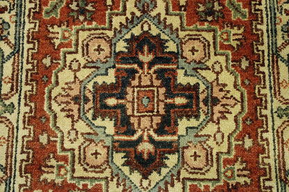 Beige & Rust Tribal Indo Heriz rug in room setting
