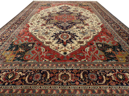 Close-up of fine knotting on palatial Tabriz rug