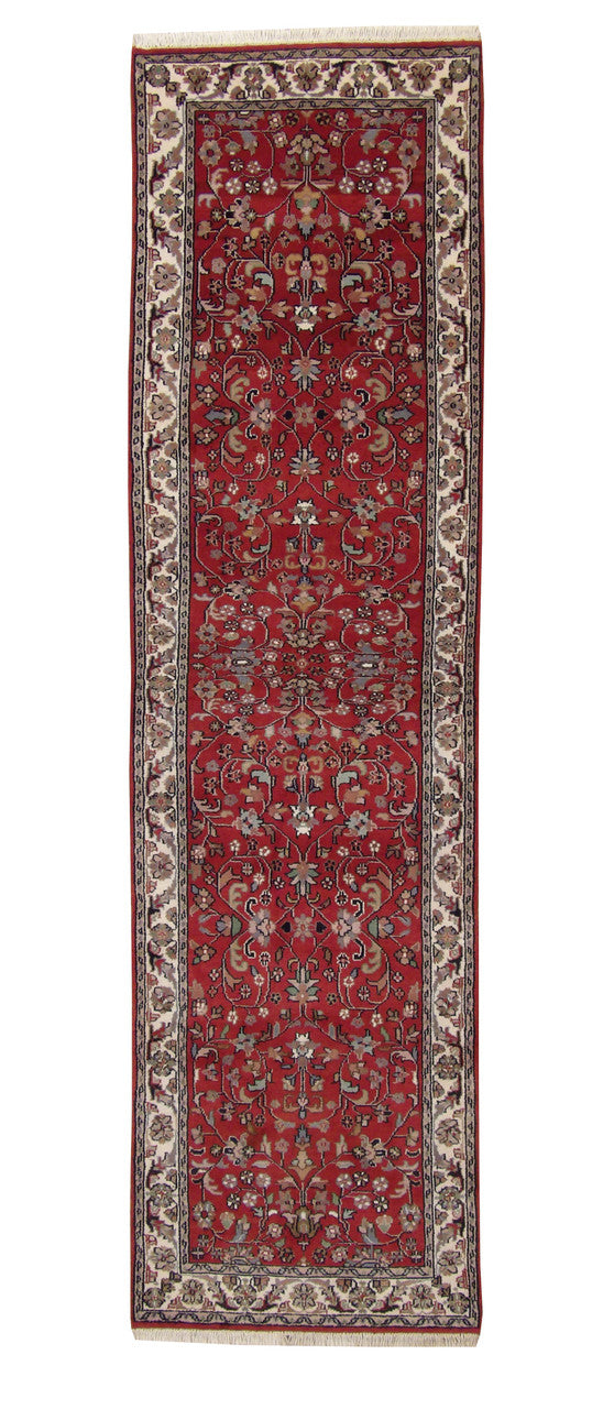 Red 2'9" x 10'0" Traditional Fine Herati Hand knotted Wool Rug - Sku: w20004