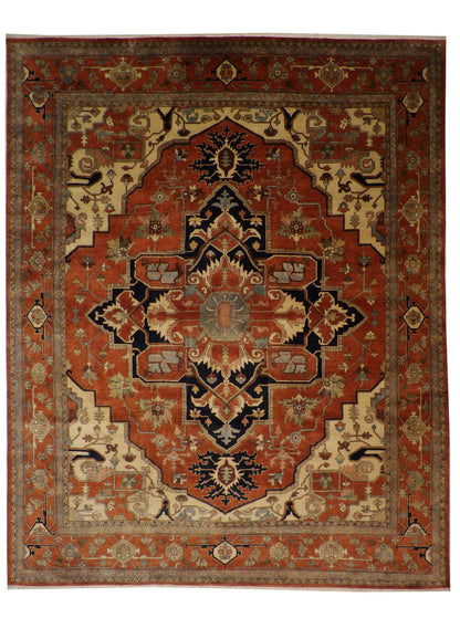 Traditional Antiquewash Sherapi hand-knotted wool rug in Blue, full view