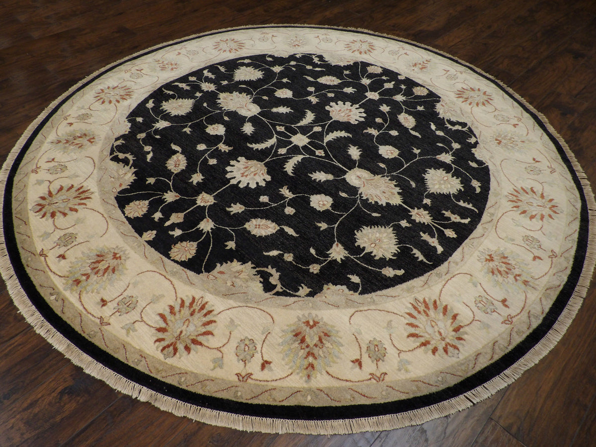 Ziegler Oushak / Peshawar hand-knotted wool rug in Black, 8'0" x 8'0", SKU w509
