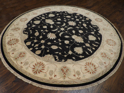 Ziegler Oushak / Peshawar hand-knotted wool rug in Black, 8'0" x 8'0", SKU w509