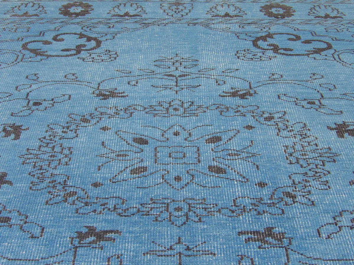 Back of Oushak Tribal Overdye hand-knotted rug