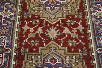 Tribal Indo Heriz rug border detail
