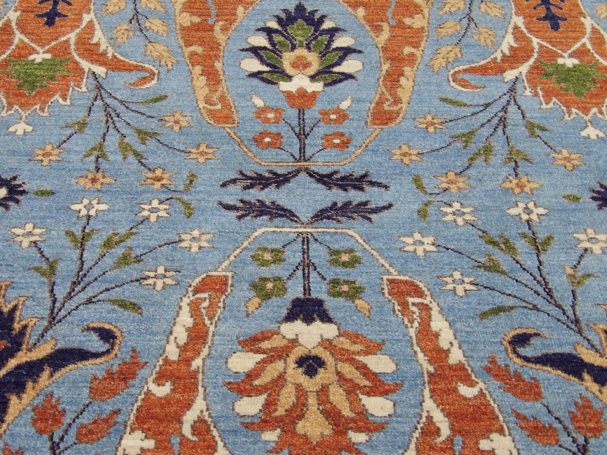 Back of Transitional Ikat Design Natural Dye hand-knotted rug
