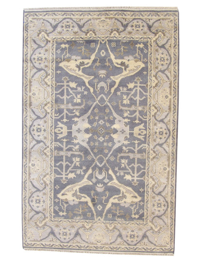 Oushak Ziegler hand-knotted wool rug in Blue & Gray, full view