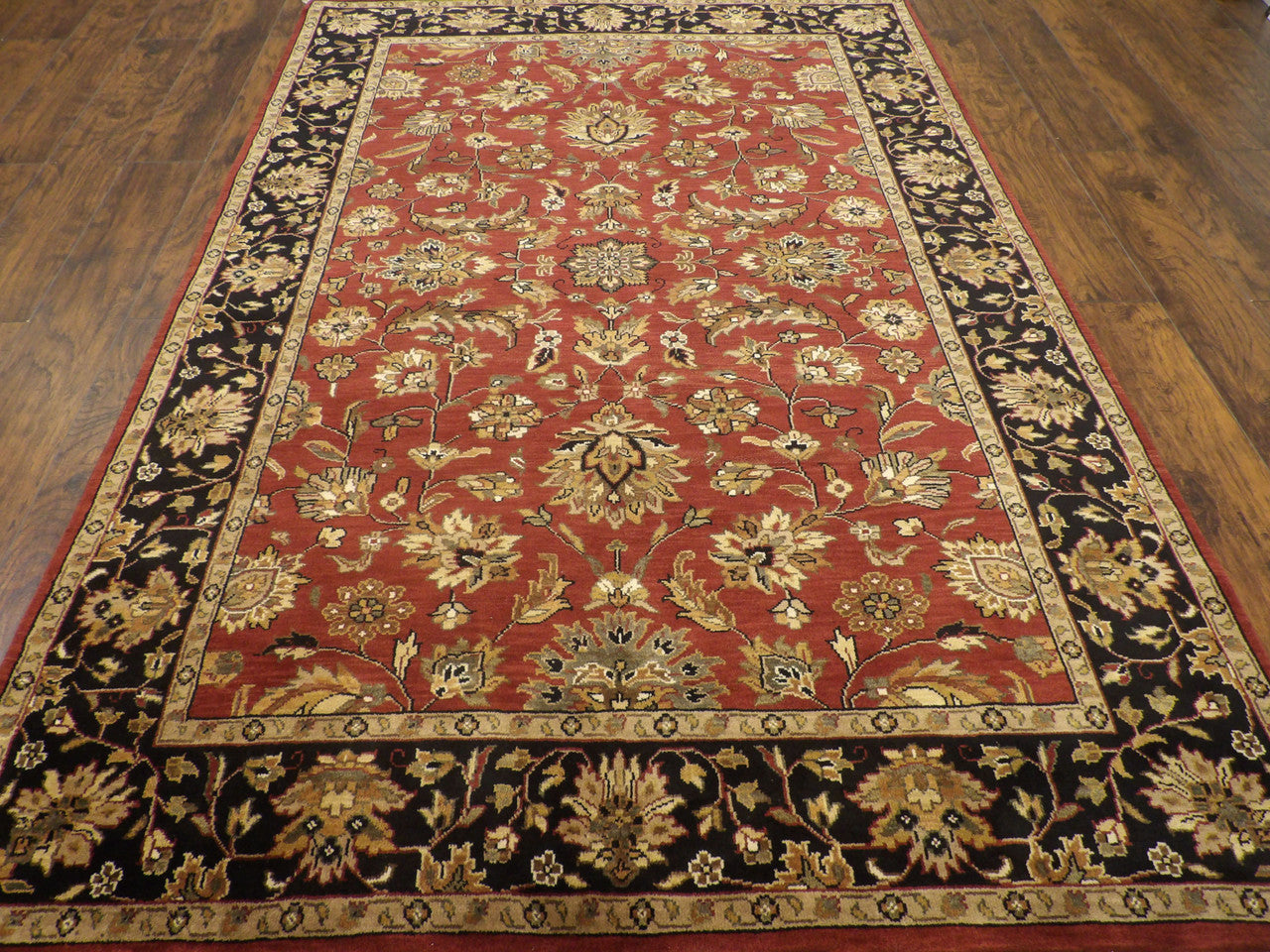 Close-up of antique wash wool pile, black rug