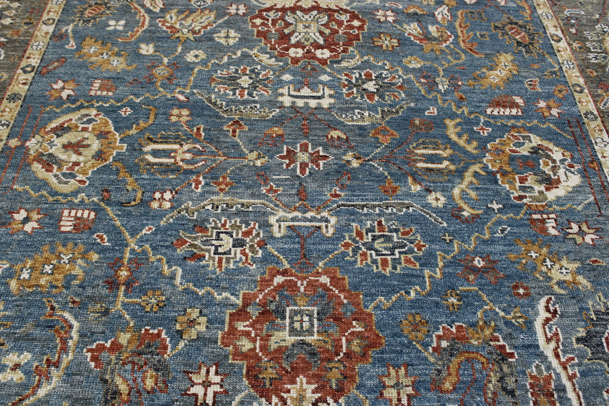 Back of Traditional Colorful Ziegler hand-knotted rug
