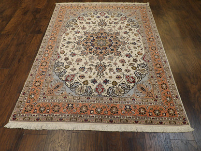 Fine Persian Qum rug corner detail
