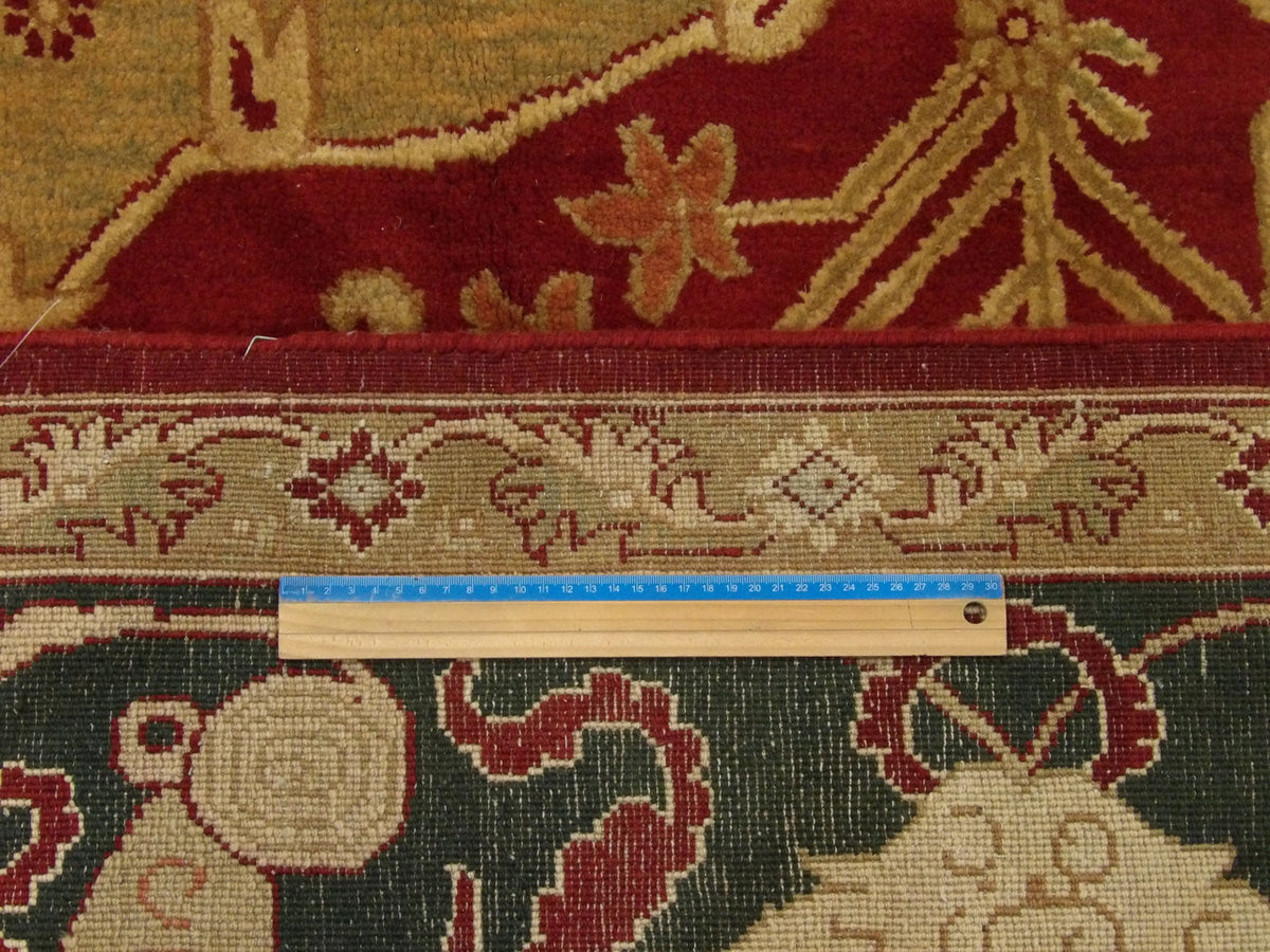 Full room view of oversized Agra Ziegler hand-knotted rug