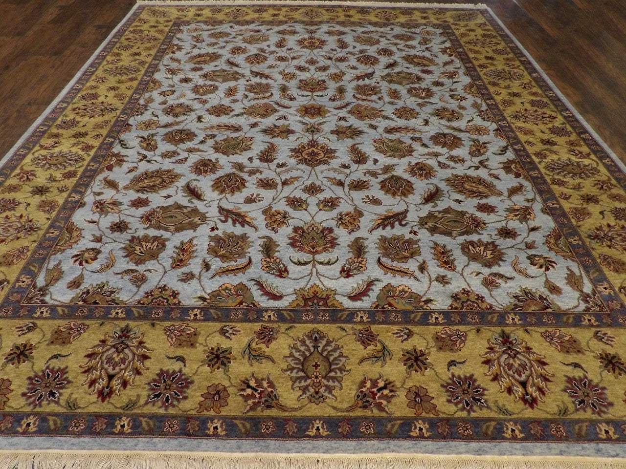 Close-up of wool pile, Blue & Gold rug