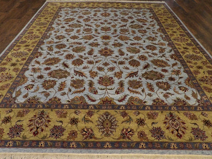 Close-up of wool pile, Blue & Gold rug