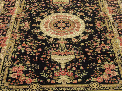 Back of Fine Persian Qum hand-knotted rug