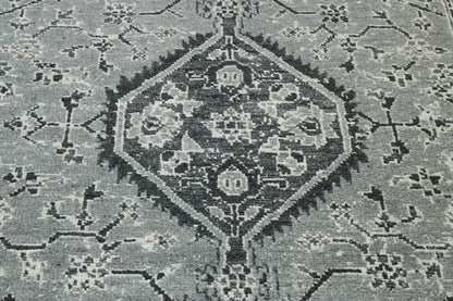Gray Tribal Heriz Design rug in room setting
