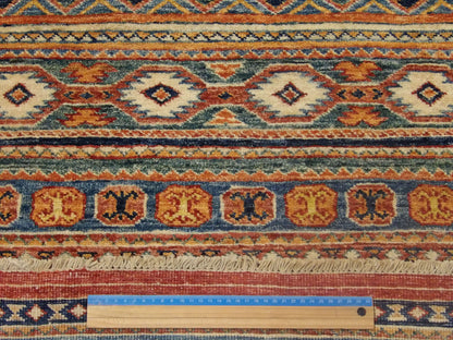 Blue and red Khorjin runner in hallway setting