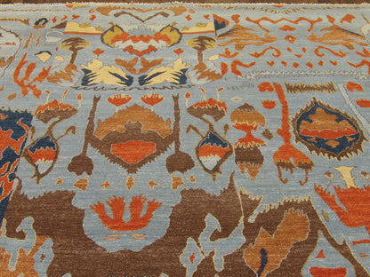 Back of Moroccan Colorful Tribal Village Design hand-knotted rug