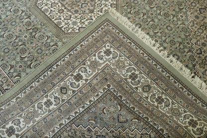 Traditional Bidjar Design hand-knotted wool rug in Brown & Green, full view