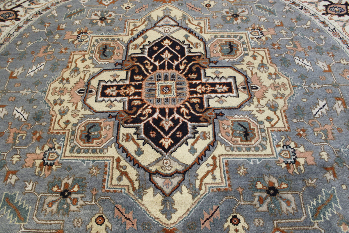 Back of Tribal Indo Heriz hand-knotted rug
