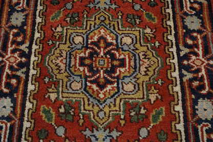Tribal Indo Heriz rug border detail