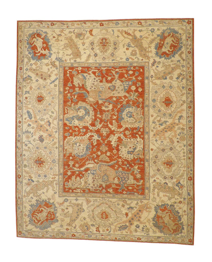 Tribal Vegetable Dye Mamluk hand-knotted wool rug in Rust, full view