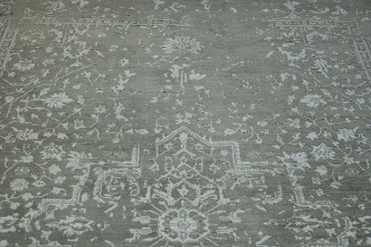 Transitional Broken Heriz Design rug corner detail